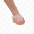 Fist of a person on a white background.