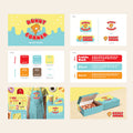 Donut Corner brand toolkit with logo, color swatches, and product images on a beige background.